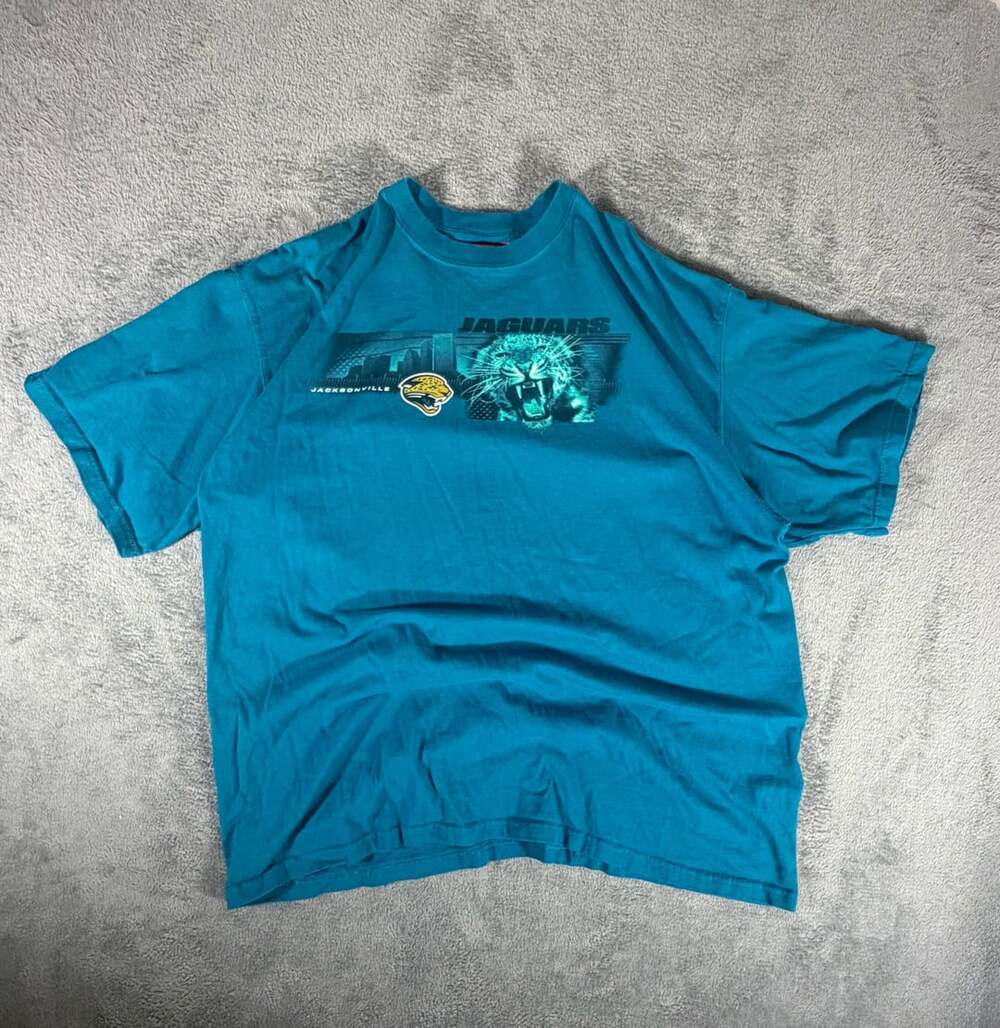 NFL Jacksonville Jaguars Graphic T Shirt Size 2XL Teal Cotton